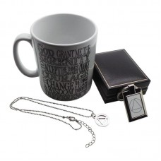 AA SERENITY PRAYER ID SOBRIETY SYMBOL x 3 Gift Set Necklace Mug Keyring 12 STEPS AA SERENITY PRAYER ID SOBRIETY SYMBOL x 3 Gift Set Necklace Mug Keyring 12 STEPS